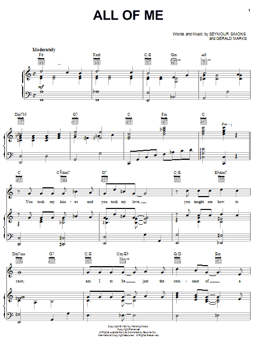 Frank Sinatra All Of Me sheet music notes and chords. Download Printable PDF.