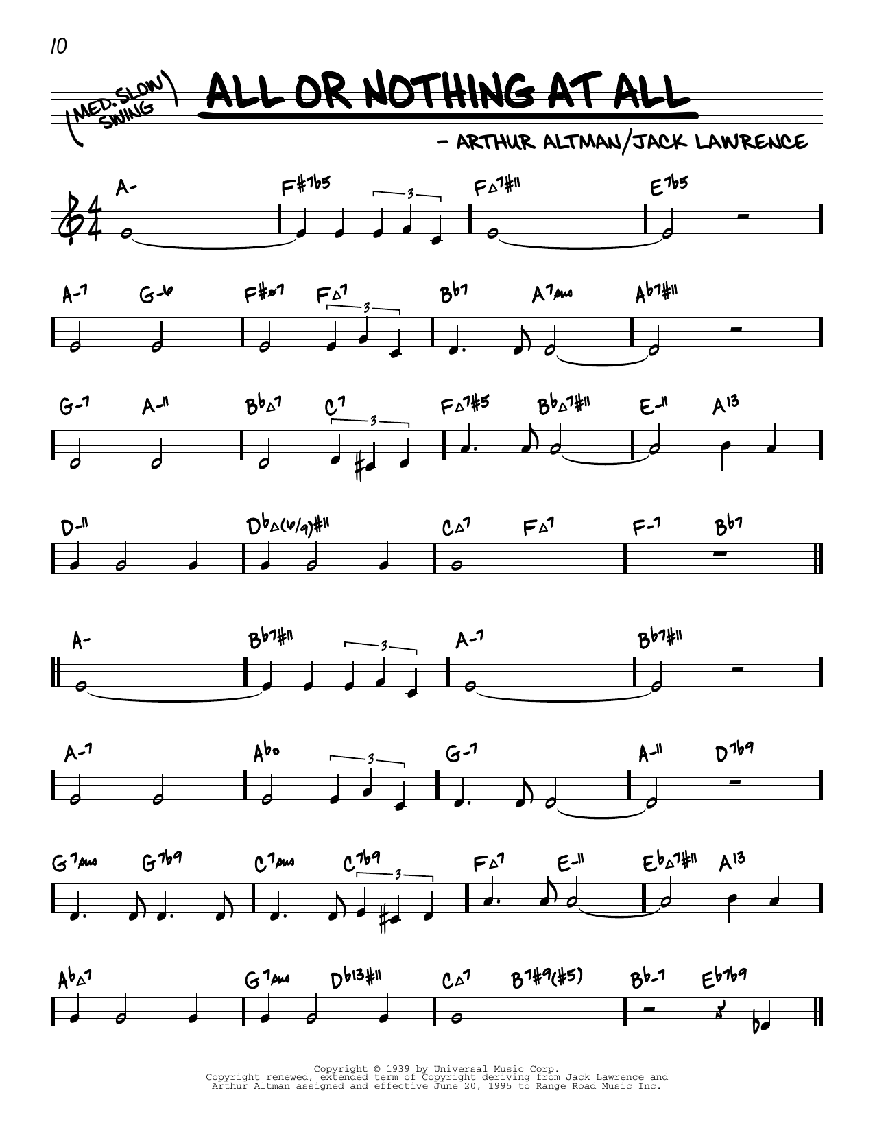 Learn to play Frank Sinatra All Or Nothing At All (arr. David Hazeltine) sheet music for Real Book – Enhanced Chords in minutes. Price: 5.9900$ Frank Sinatra All Or Nothing At All (arr. David Hazeltine) sheet music notes and chords arranged for Real Book – Enhanced Chords