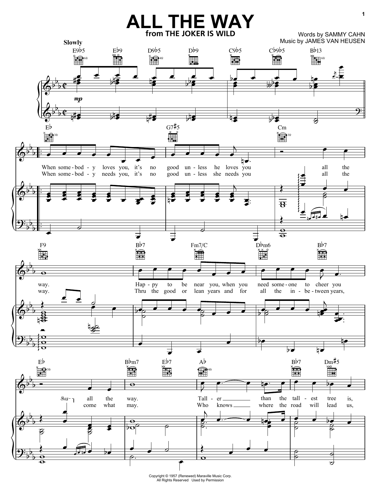 Learn to play Frank Sinatra All The Way sheet music for Real Book – Melody & Chords in minutes. Frank Sinatra All The Way sheet music notes and chords. Download Printable PDF.