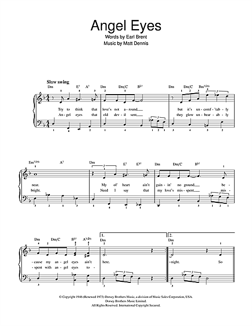 Frank Sinatra Angel Eyes sheet music notes and chords. Download Printable PDF.