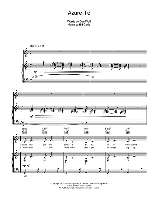 Frank Sinatra Azure-Te sheet music notes and chords. Download Printable PDF.