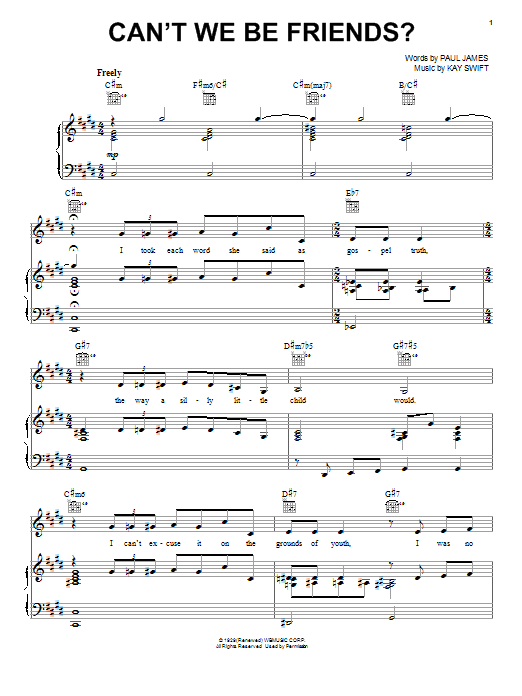 Frank Sinatra Can T We Be Friends Sheet Music Pdf Notes Chords Pop Score Piano Vocal Guitar Right Hand Melody Download Printable Sku 91911