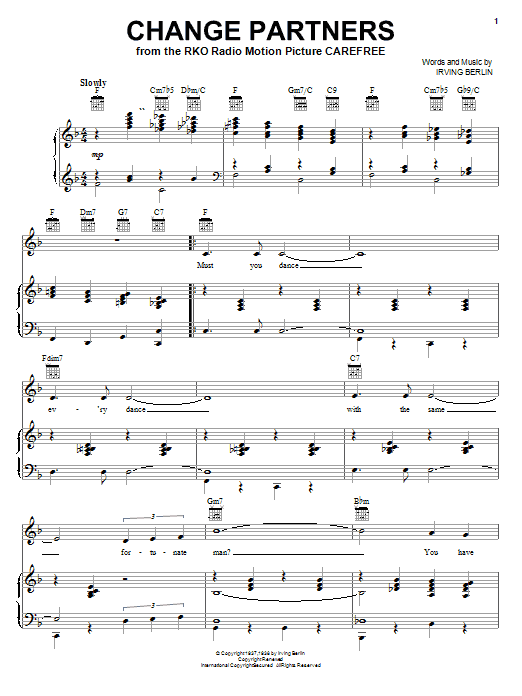 Frank Sinatra Change Partners sheet music notes and chords. Download Printable PDF.