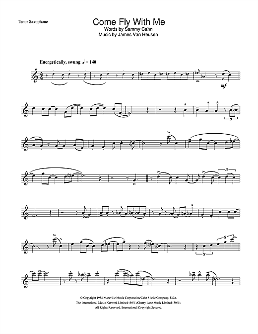 Frank Sinatra Come Fly With Me sheet music notes and chords. Download Printable PDF.