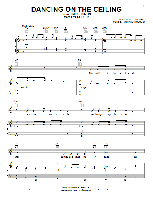 Frank Sinatra Dancing On The Ceiling Sheet Music Pdf Notes Chords Jazz Score Piano Vocal Guitar Right Hand Melody Download Printable Sku 18070
