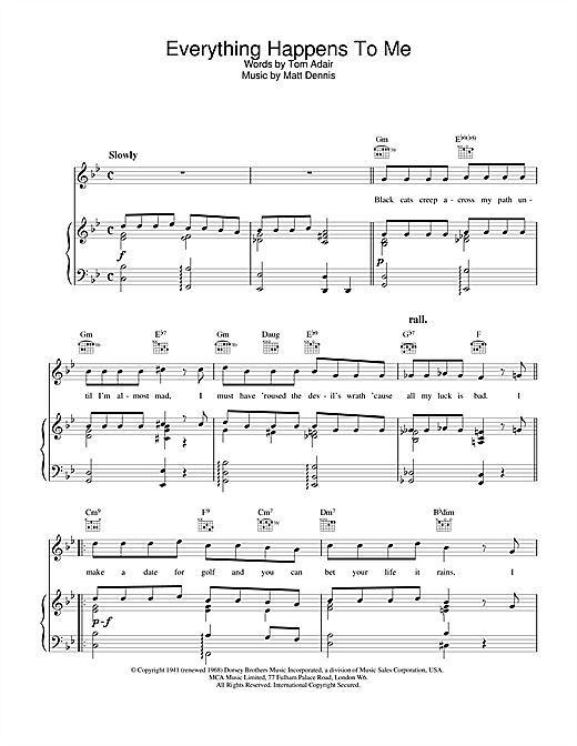 Frank Sinatra Everything Happens To Me sheet music notes and chords. Download Printable PDF.