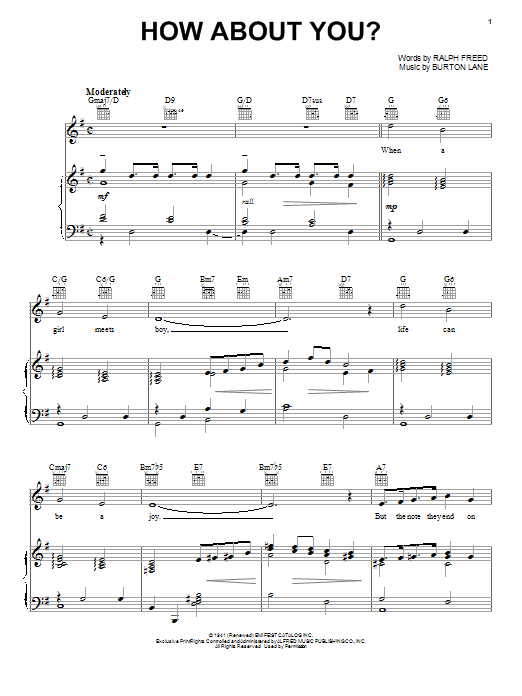 Learn to play Frank Sinatra How About You? (from Babes On Broadway) sheet music for Piano, Vocal & Guitar (Right-Hand Melody) in minutes. Price: 6.9900$ Frank Sinatra How About You? (from Babes On Broadway) sheet music notes and chords. Download Printable PDF.