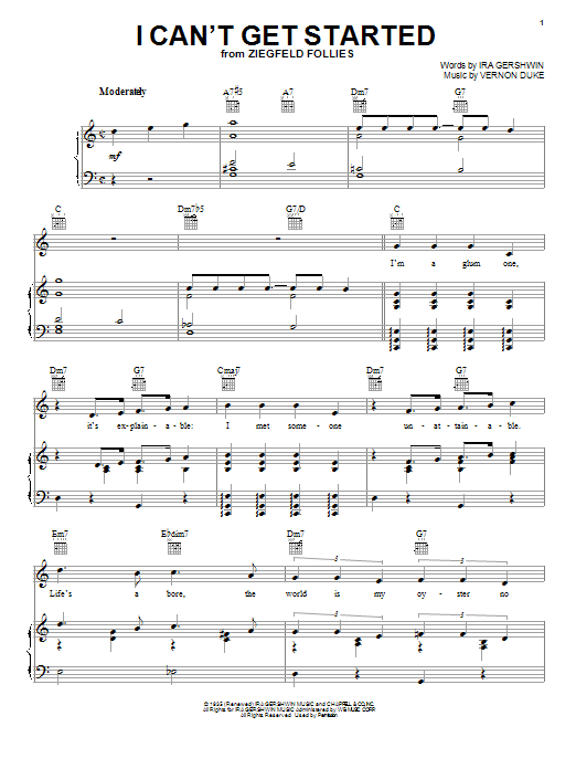 Preview Frank Sinatra I Can't Get Started With You Broadway sheet music, notes and chords for Piano, Vocal & Guitar (Right-Hand Melody), SKU: 16496 sheet music, piano notes, chords, guitar tabs, score, transpose, transcribe, how to play, guide, download, learn, tutorial, progression, song, artist, awards, billboard, mtv, vh1, tour, single, album, release