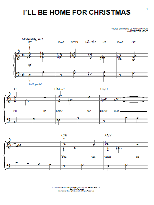 Frank Sinatra I'll Be Home For Christmas sheet music notes and chords. Download Printable PDF.