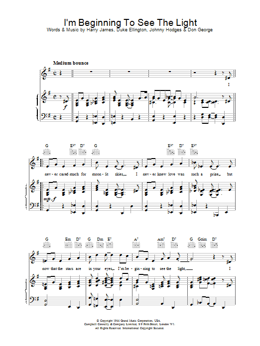 Learn to play Frank Sinatra I'm Beginning To See The Light sheet music for Piano, Vocal & Guitar (Right-Hand Melody) in minutes. Frank Sinatra I'm Beginning To See The Light sheet music notes and chords. Download Printable PDF.