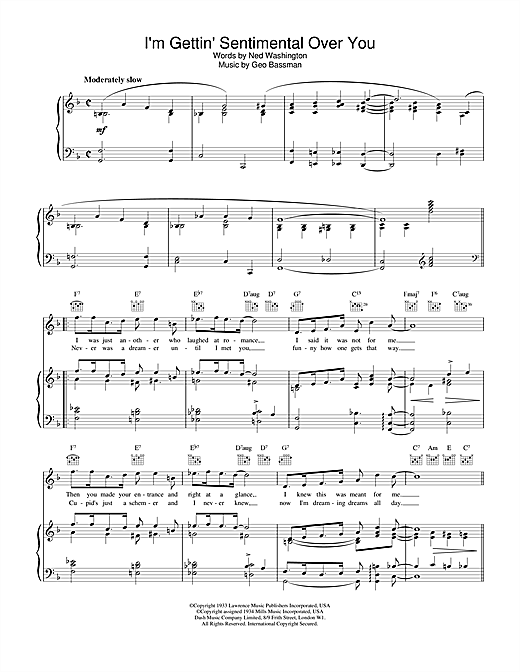 Frank Sinatra I'm Gettin' Sentimental Over You sheet music notes and chords. Download Printable PDF.