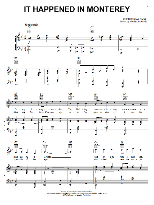 Frank Sinatra It Happened In Monterey sheet music notes and chords. Download Printable PDF.