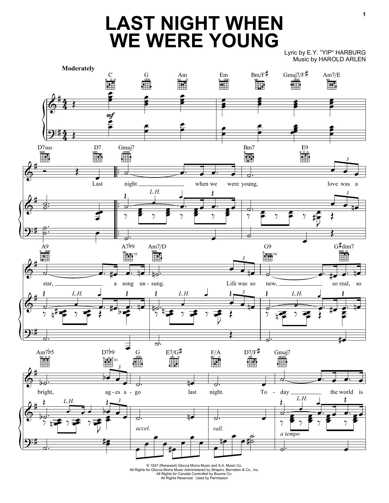 Frank Sinatra Last Night When We Were Young Sheet Music Pdf Notes Chords Jazz Score Piano Vocal Guitar Right Hand Melody Download Printable Sku 156666