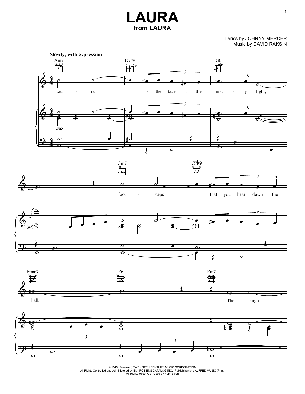 Frank Sinatra Laura sheet music notes and chords. Download Printable PDF.