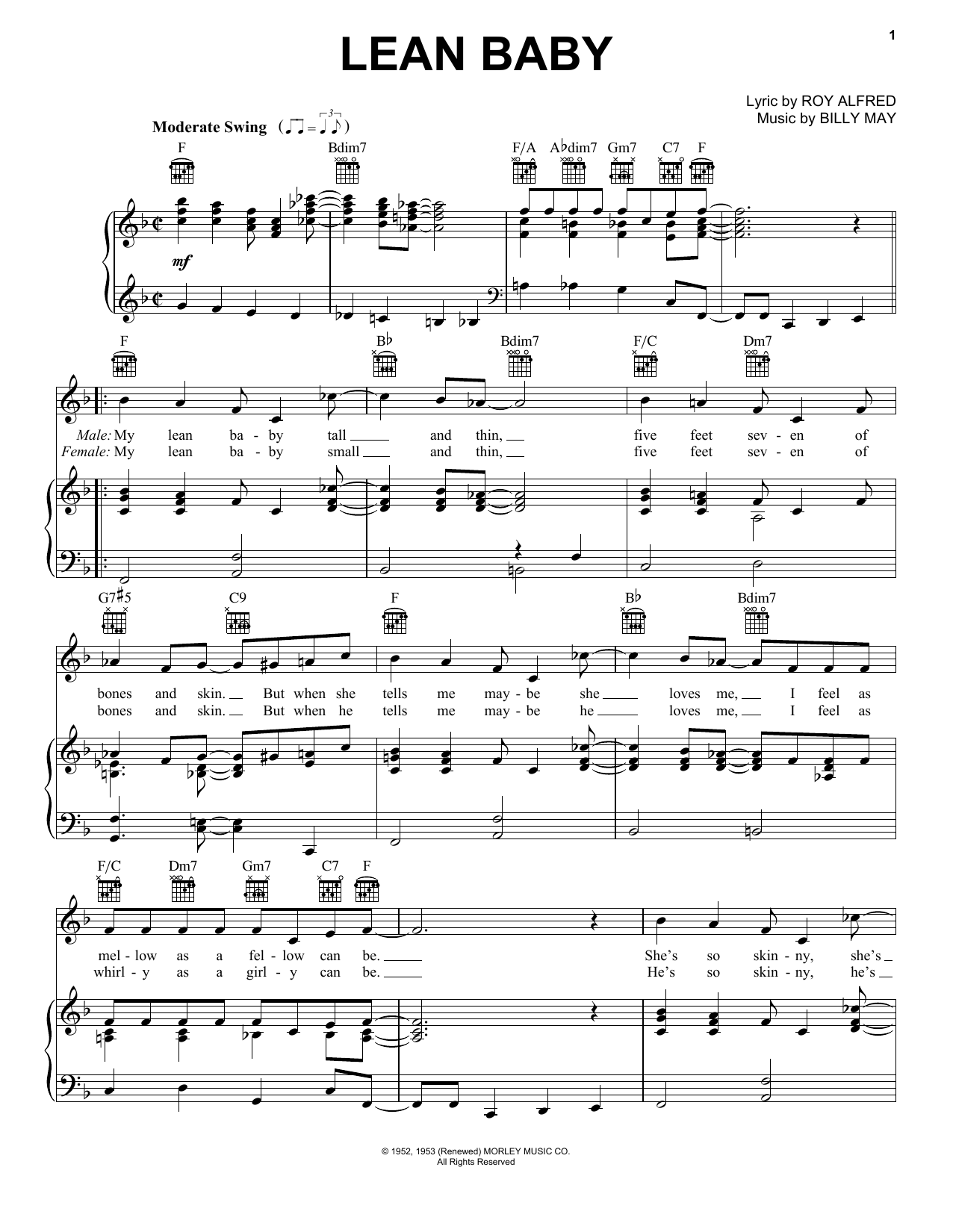 Frank Sinatra Lean Baby Sheet Music Pdf Notes Chords Jazz Score Piano Vocal Guitar Right Hand Melody Download Printable Sku