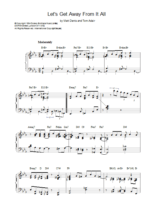 Tom Adair Let's Get Away From It All sheet music notes and chords. Download Printable PDF.