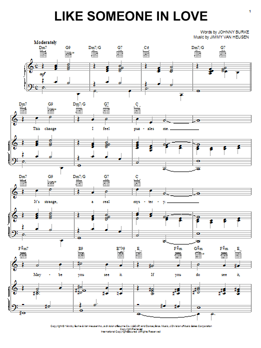 Frank Sinatra Like Someone In Love Sheet Music Notes Chords