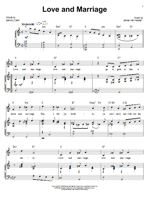 Frank Sinatra Love And Marriage sheet music notes and chords. Download Printable PDF.