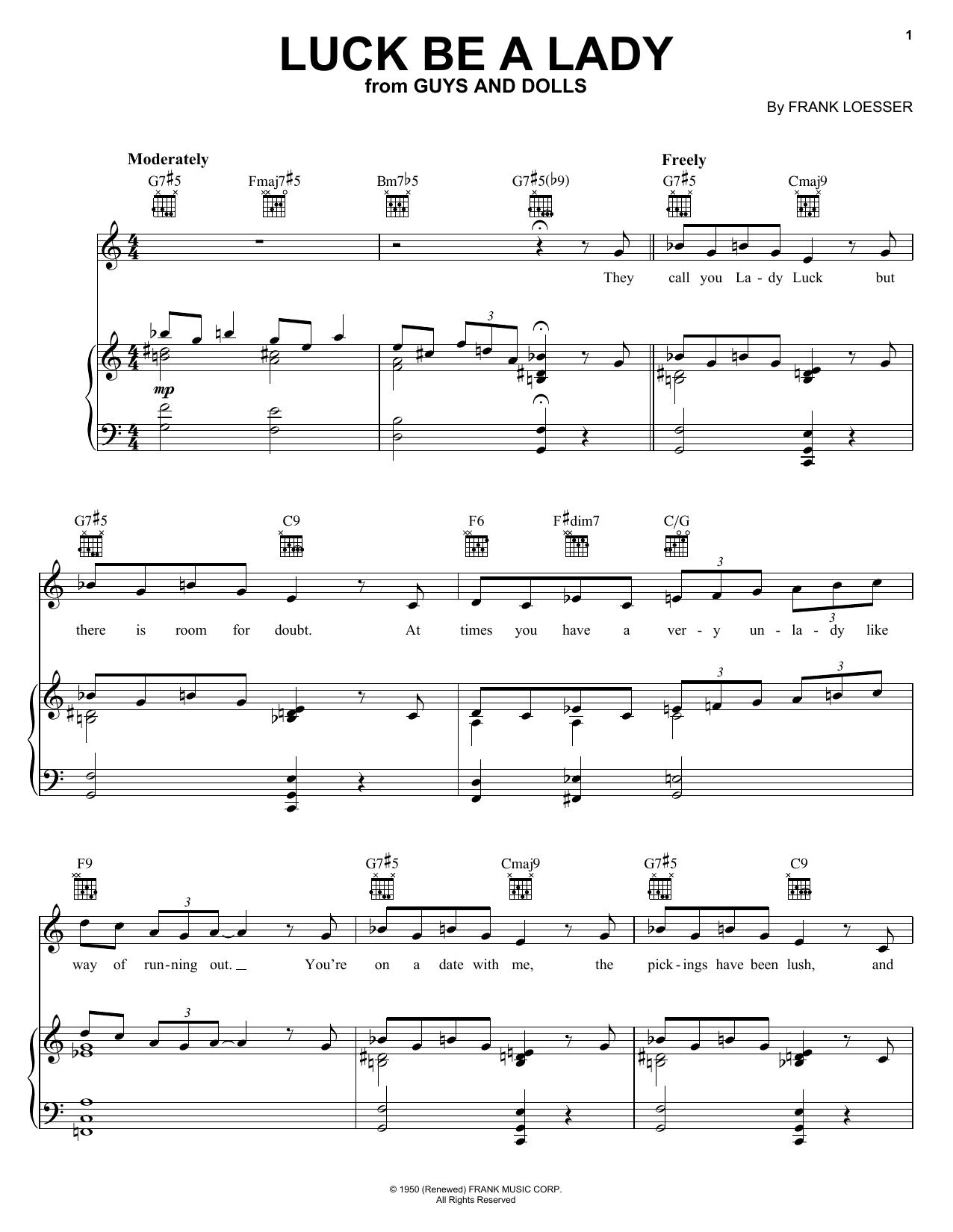 Learn to play Frank Sinatra Luck Be A Lady sheet music for Piano Duet in minutes. Frank Sinatra Luck Be A Lady sheet music notes and chords. Download Printable PDF.