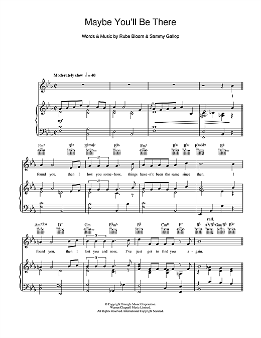 Learn to play Frank Sinatra Maybe You'll Be There sheet music for Piano, Vocal & Guitar (Right-Hand Melody) in minutes. Frank Sinatra Maybe You'll Be There sheet music notes and chords