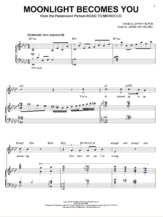 Frank Sinatra Moonlight Becomes You sheet music notes and chords. Download Printable PDF.