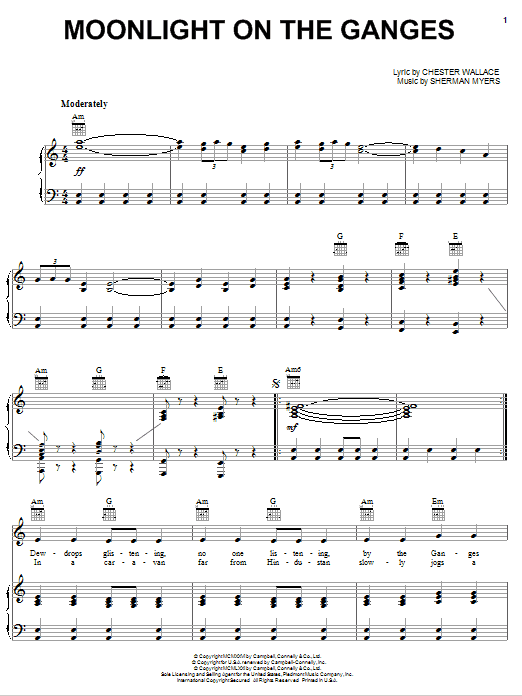 Learn to play Frank Sinatra Moonlight On The Ganges sheet music for Piano, Vocal & Guitar Chords (Right-Hand Melody) in minutes. Price: 6.9900$ Frank Sinatra Moonlight On The Ganges sheet music notes and chords arranged for Piano, Vocal & Guitar Chords (Right-Hand Melody)