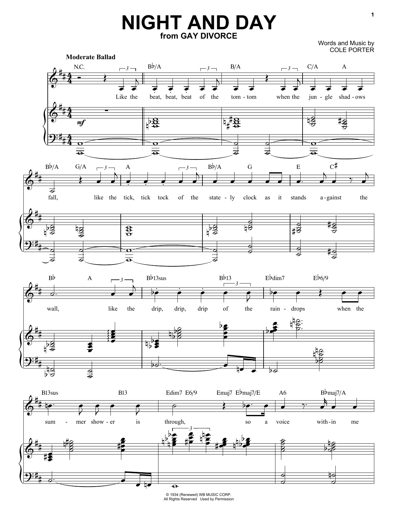 Frank Sinatra Night And Day sheet music notes and chords. Download Printable PDF.