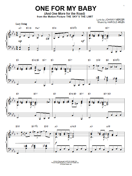 Frank Sinatra One For My Baby And One More For The Road Jazz Version Arr Brent Edstrom Sheet Music Pdf Notes Chords Jazz Score Piano Solo Download Printable Sku 1541