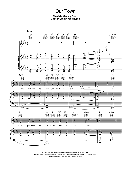 Frank Sinatra Our Town sheet music notes and chords. Download Printable PDF.