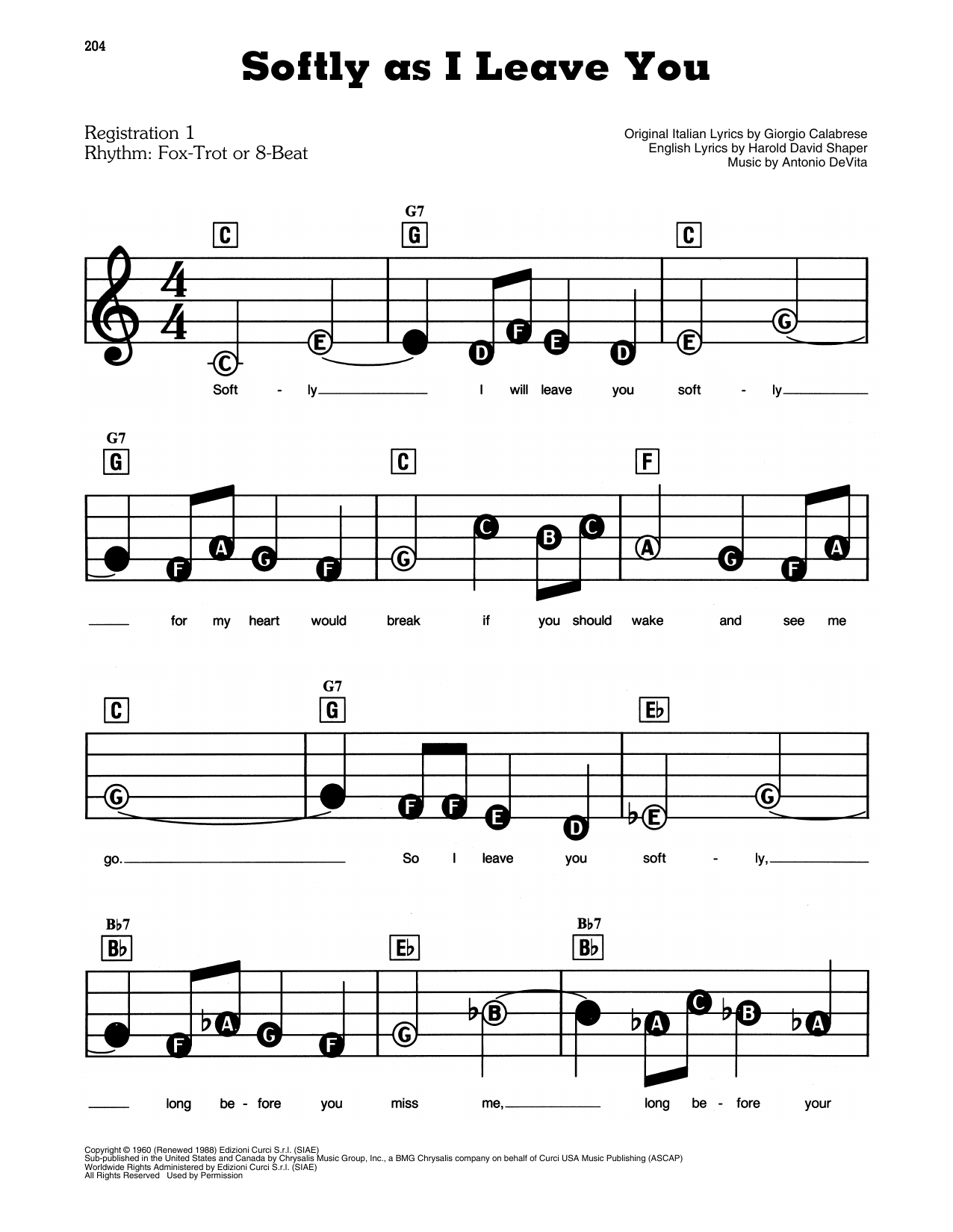 Learn to play Frank Sinatra Softly As I Leave You sheet music for E-Z Play Today in minutes. Frank Sinatra Softly As I Leave You sheet music notes and chords. Download Printable PDF.