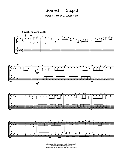 Frank Sinatra Somethin' Stupid sheet music notes and chords. Download Printable PDF.