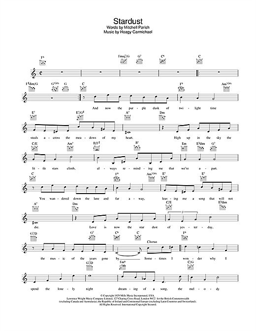 Frank Sinatra Stardust sheet music notes and chords. Download Printable PDF.