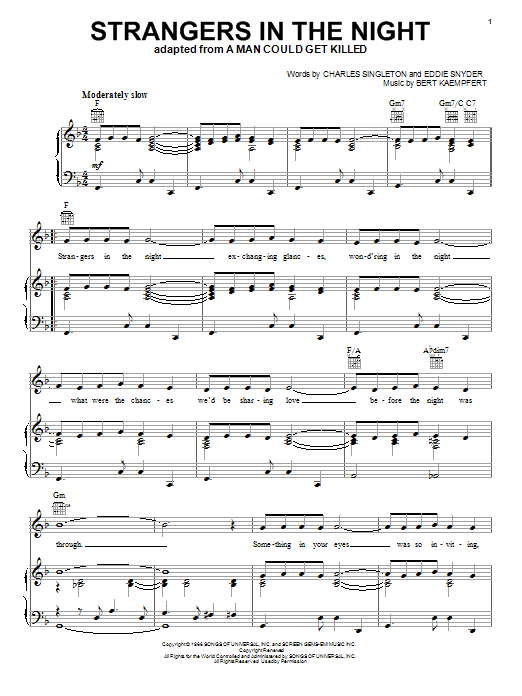 Strangers In The Night  Sheet music, Violin sheet music, Music