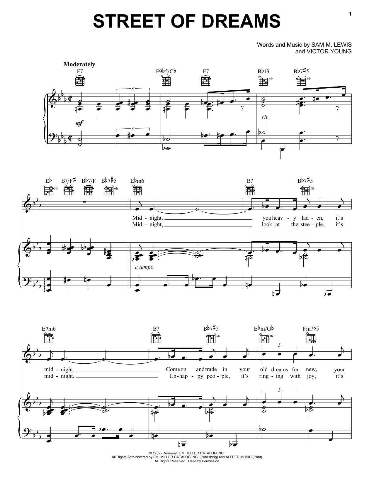 Frank Sinatra Street Of Dreams sheet music notes and chords. Download Printable PDF.