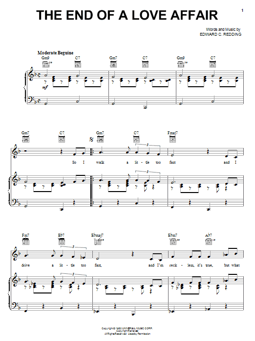 Learn to play Frank Sinatra The End Of A Love Affair sheet music for Pro Vocal in minutes. Price: 6.9900$ Frank Sinatra The End Of A Love Affair sheet music notes and chords arranged for Pro Vocal