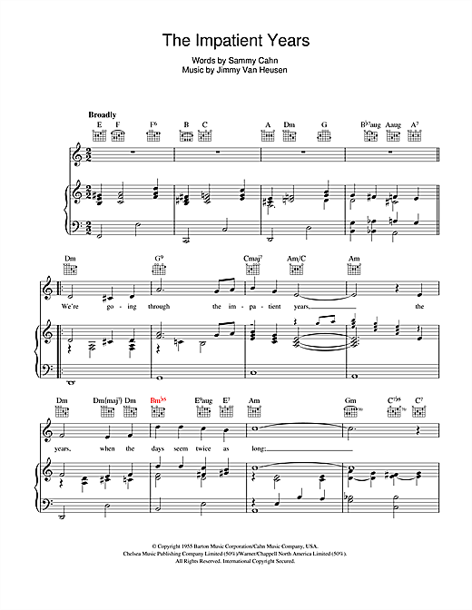 Frank Sinatra The Impatient Years sheet music notes and chords. Download Printable PDF.