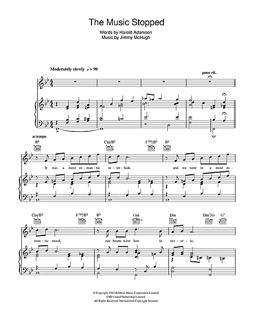 Frank Sinatra The Music Stopped sheet music notes and chords. Download Printable PDF.