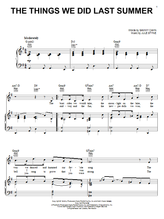Frank Sinatra The Things We Did Last Summer sheet music notes and chords. Download Printable PDF.