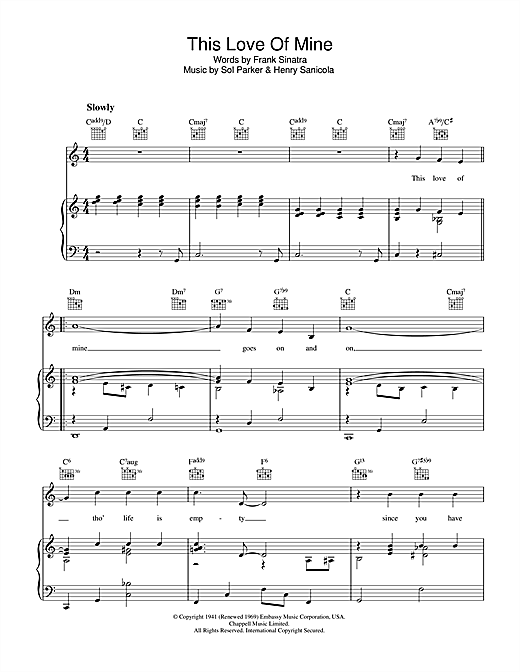 Learn to play Frank Sinatra This Love Of Mine sheet music for Pro Vocal in minutes. Price: 6.9900$ Frank Sinatra This Love Of Mine sheet music notes and chords arranged for Pro Vocal