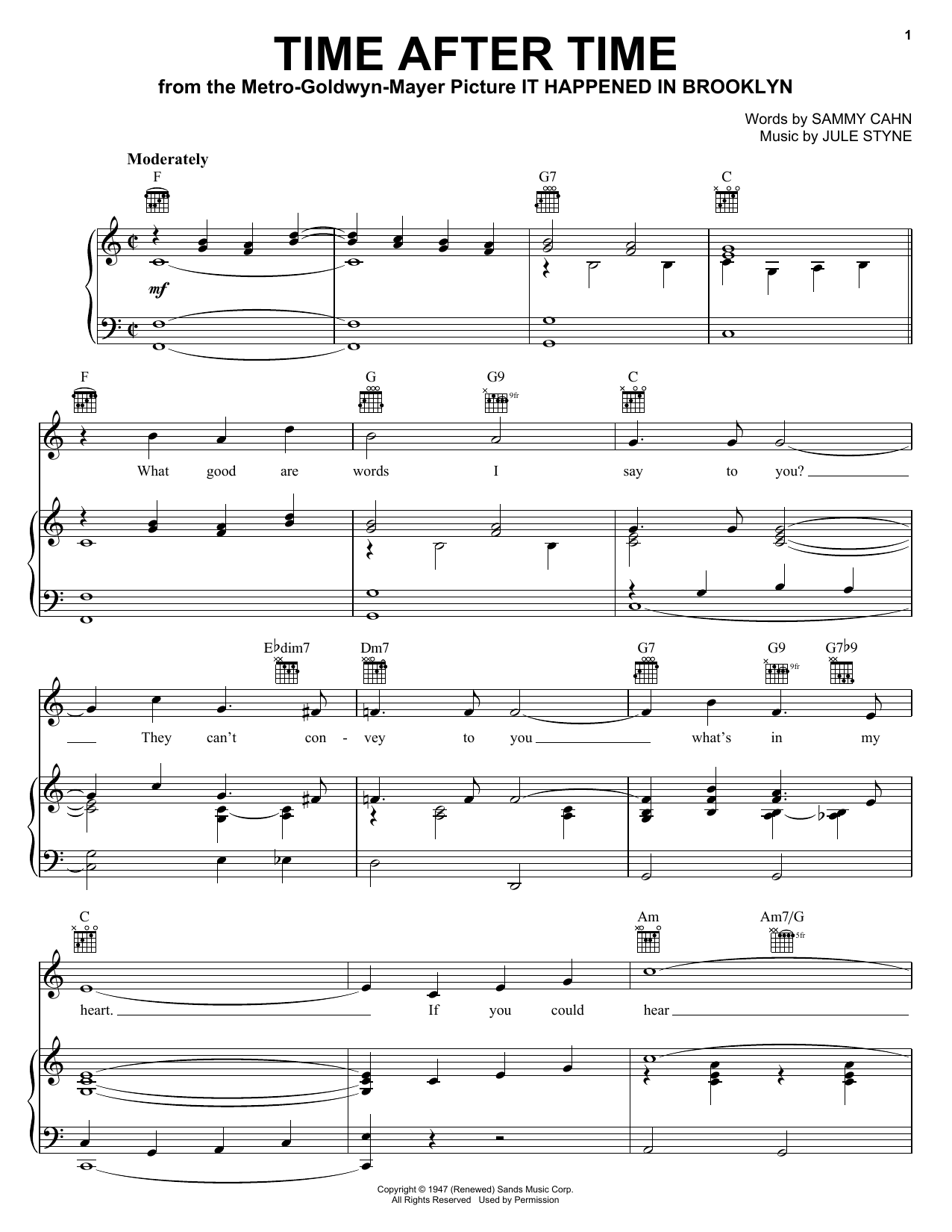 Frank Sinatra Time After Time sheet music notes and chords. Download Printable PDF.