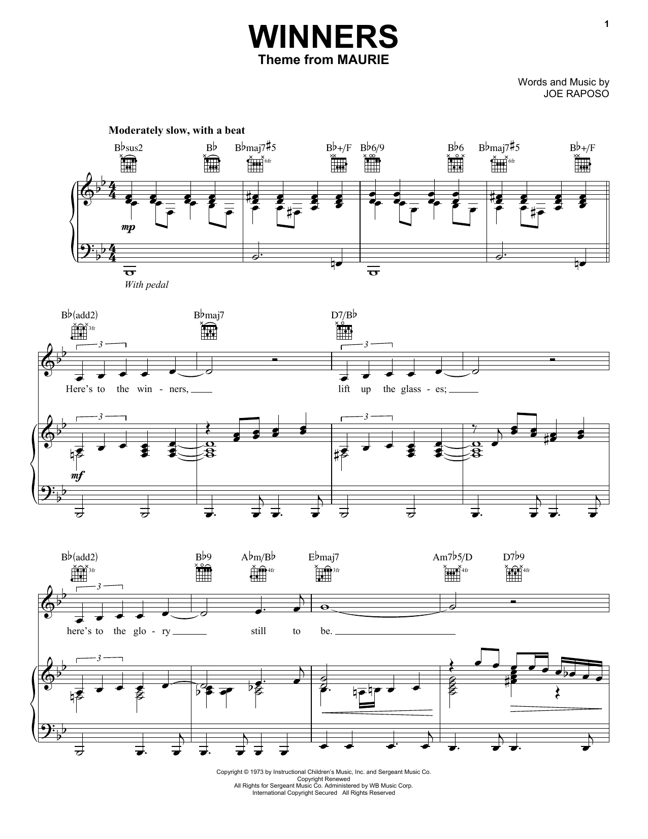 Frank Sinatra Winners sheet music notes and chords. Download Printable PDF.