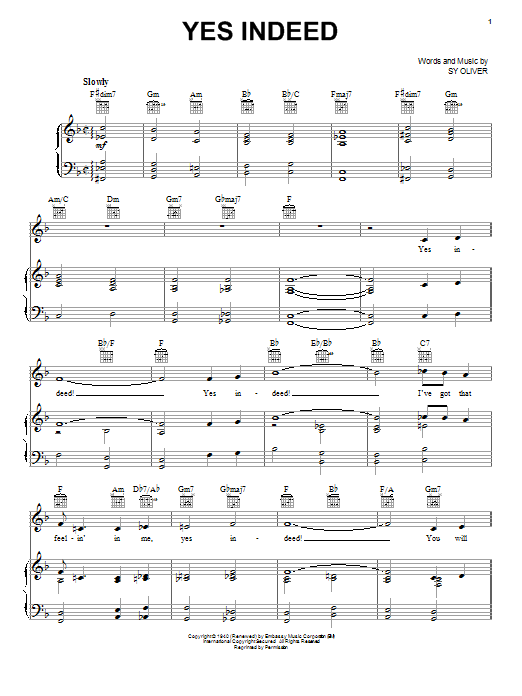 Frank Sinatra Yes Indeed sheet music notes and chords. Download Printable PDF.