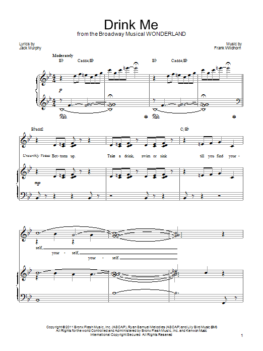 Frank Wildhorn Drink Me sheet music notes and chords. Download Printable PDF.