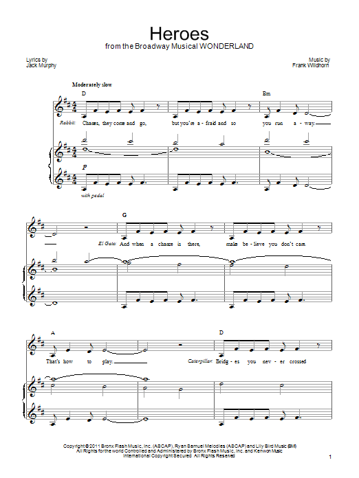 Frank Wildhorn Heroes sheet music notes and chords. Download Printable PDF.