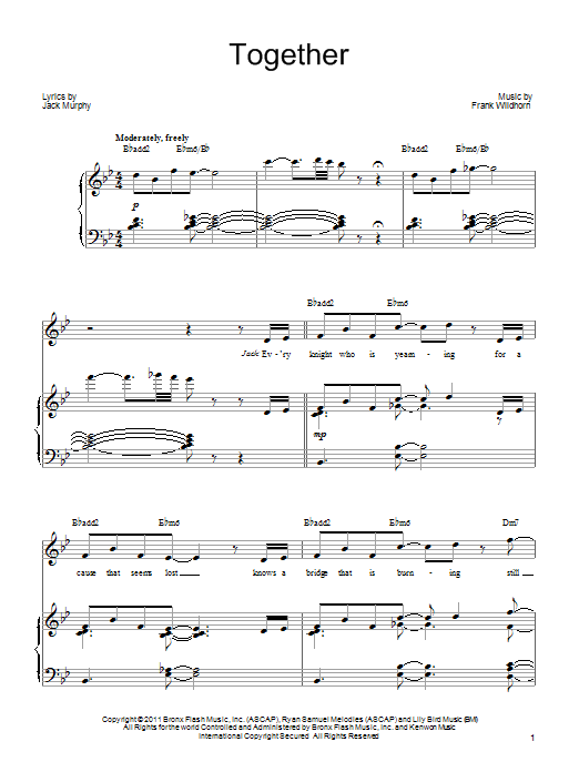 Learn to play Frank Wildhorn Together sheet music for Piano, Vocal & Guitar (Right-Hand Melody) in minutes. Frank Wildhorn Together sheet music notes and chords. Download Printable PDF.