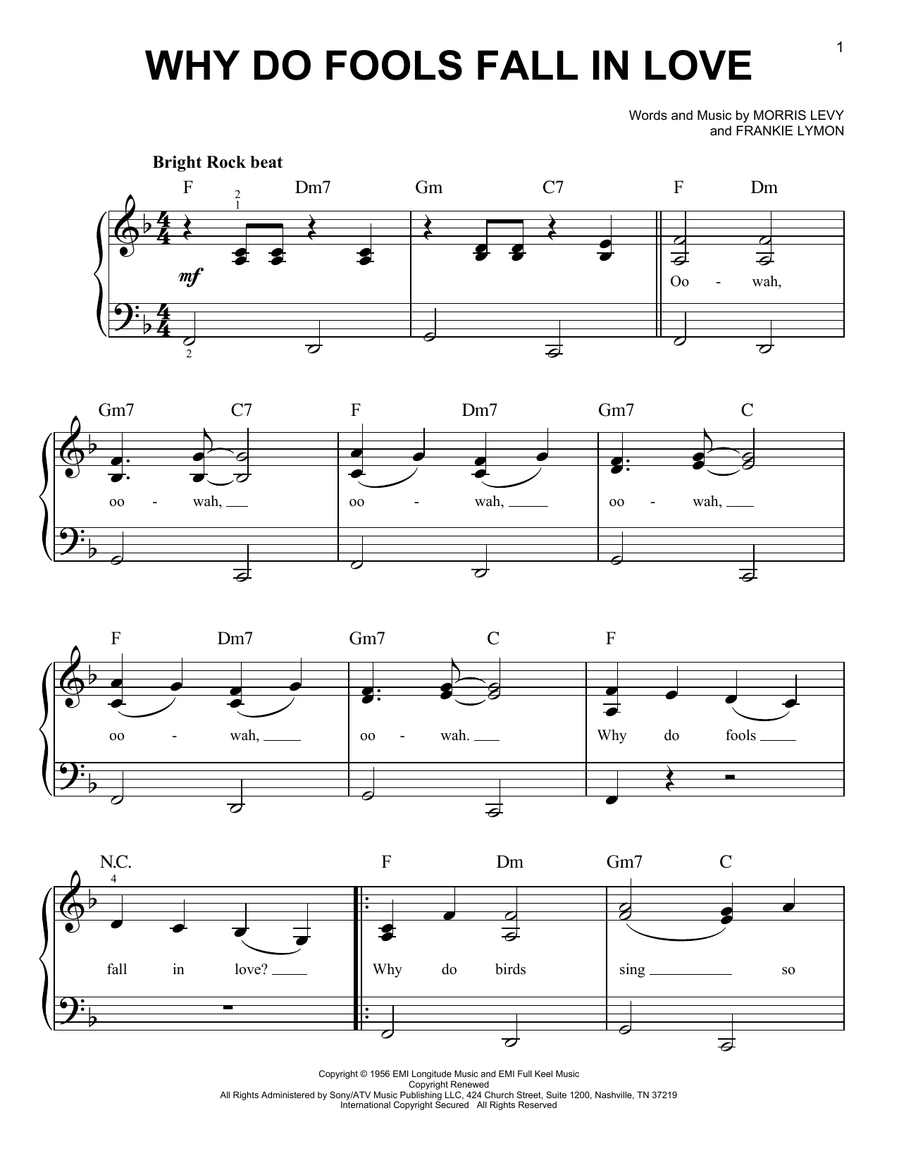 Frankie Lymon & The Teenagers Why Do Fools Fall In Love sheet music notes and chords. Download Printable PDF.