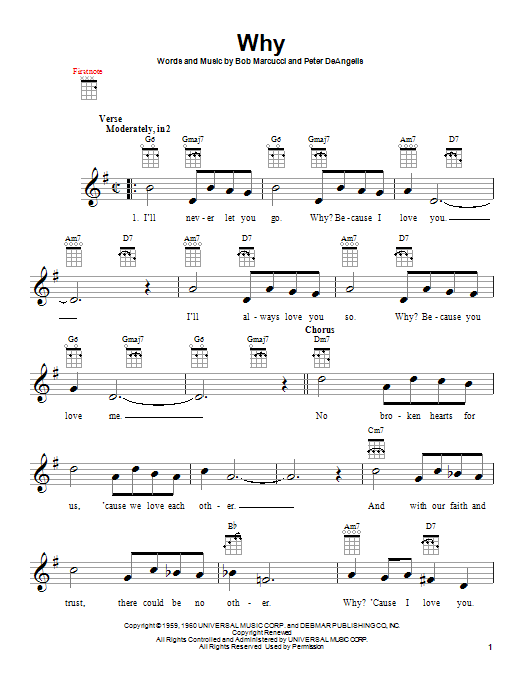 Frankie Avalon Why sheet music notes and chords. Download Printable PDF.