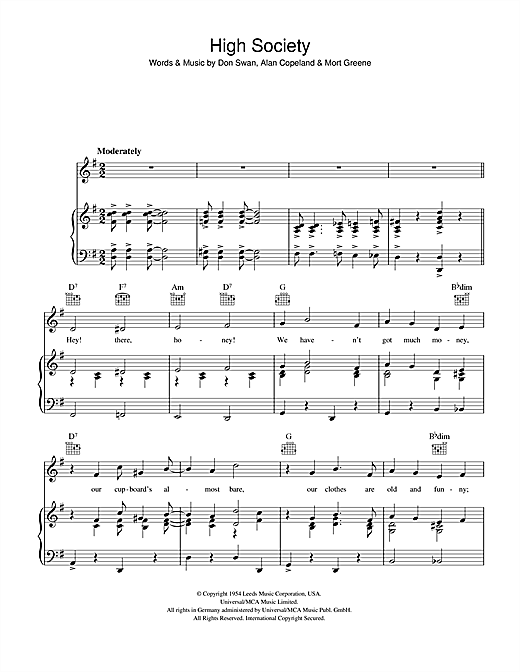 Frankie Laine High Society (We're Gonna Be In) sheet music notes and chords. Download Printable PDF.