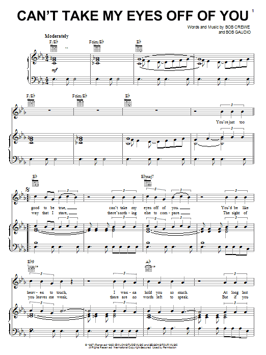 Can T Take My Eyes Off You Chords Sheet And Chords Collection