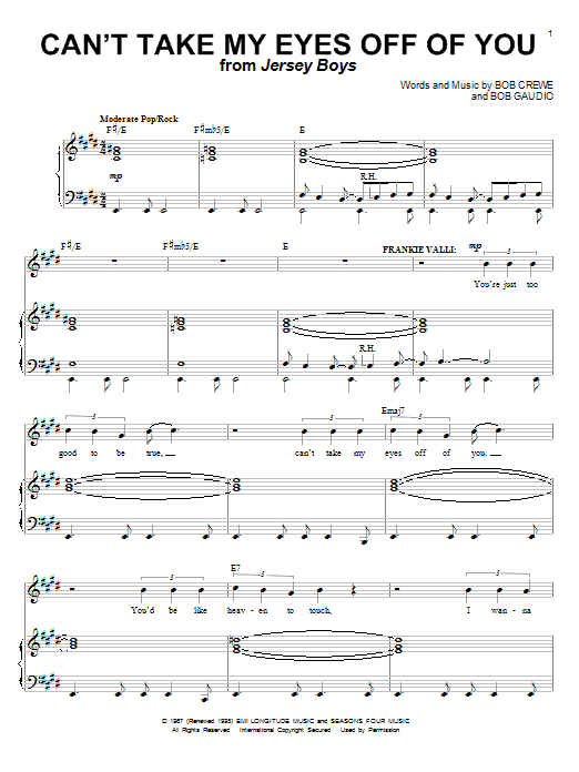Four seasons can t take my eyes off you lyrics Frankie Valli The Four Seasons Can T Take My Eyes Off Of You Sheet Music Pdf Notes Chords Pop Score Trumpet Solo Download Printable Sku 47498